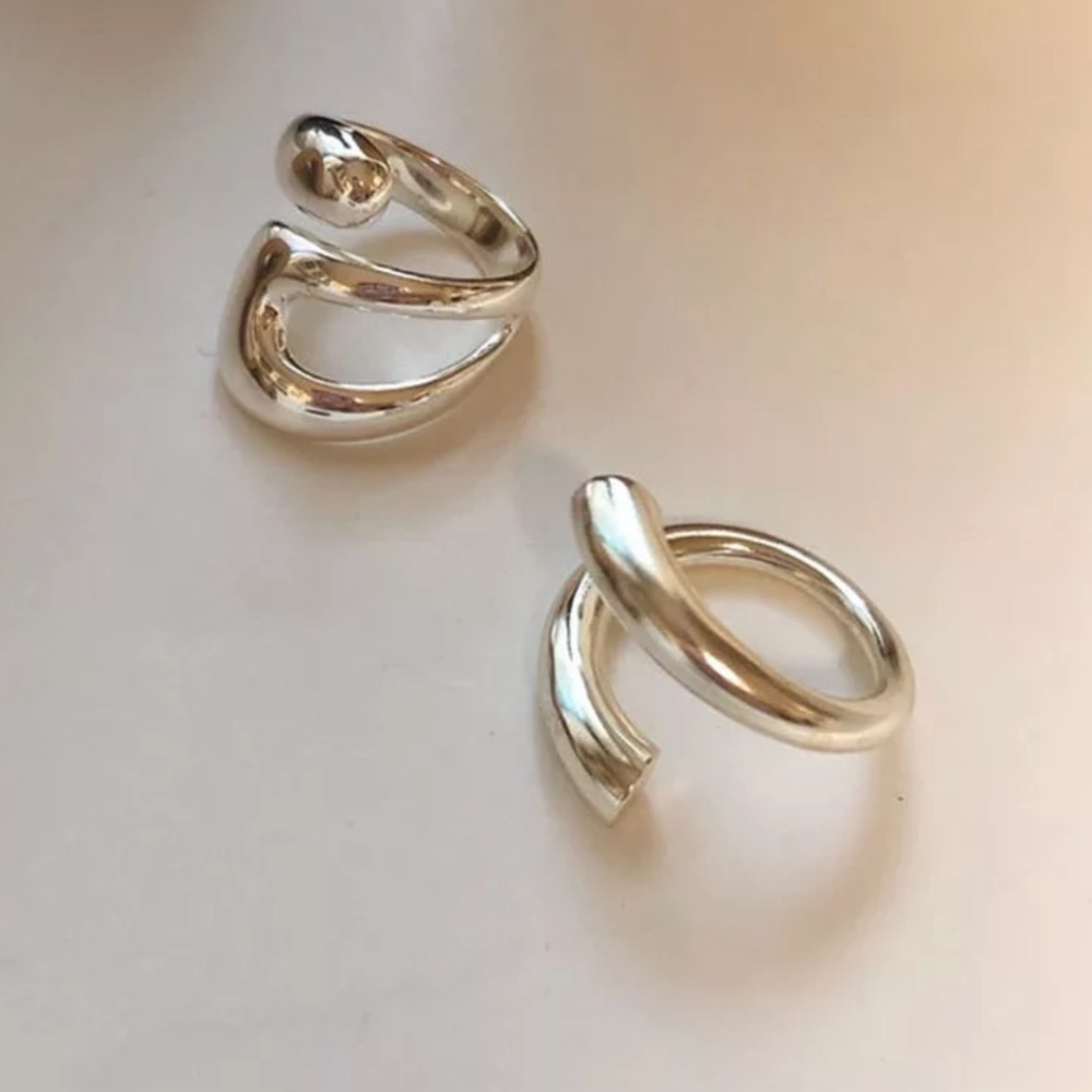SET Sterling Silver Geometric Wrap Rings - Picture 4 of 9